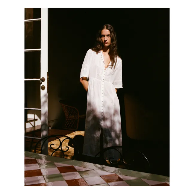 Quinn Embroidered Dress | White