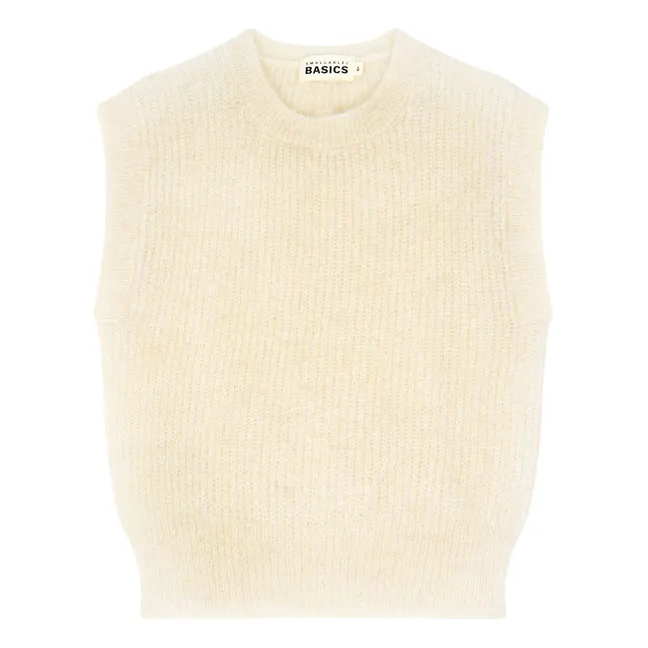 Maglione senza maniche da bambina in alpaca | Bianco