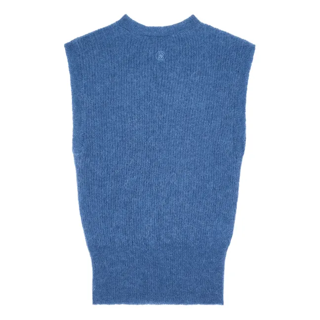 Maglione senza maniche da donna in alpaca | Blu oltremare