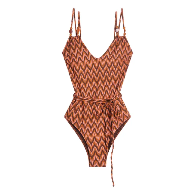 Brigitte Chevron 1 Piece Swimsuit | Apricot