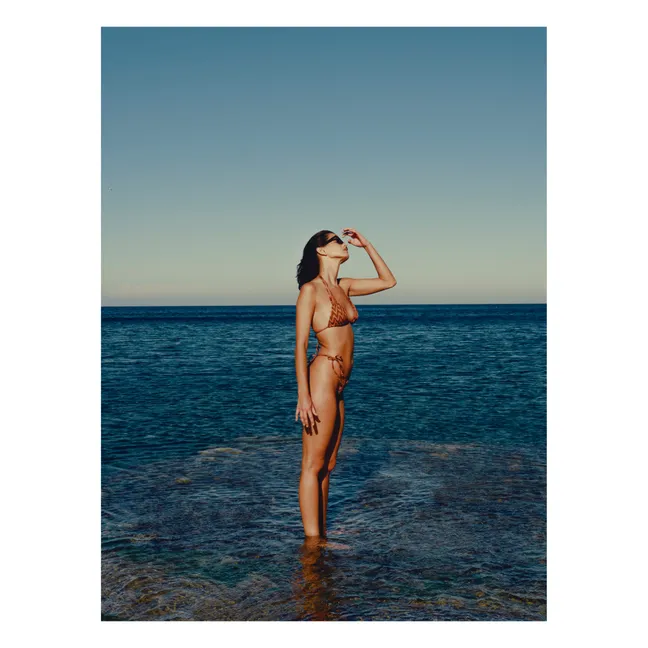 Brigitte Chevrons Bikini-Oberteil | Apricot