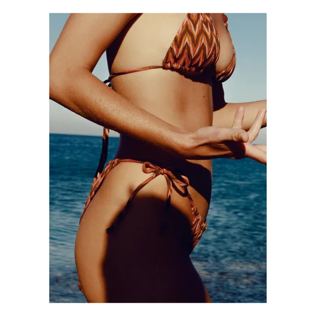 Brigitte Chevrons Bikini-Oberteil | Apricot