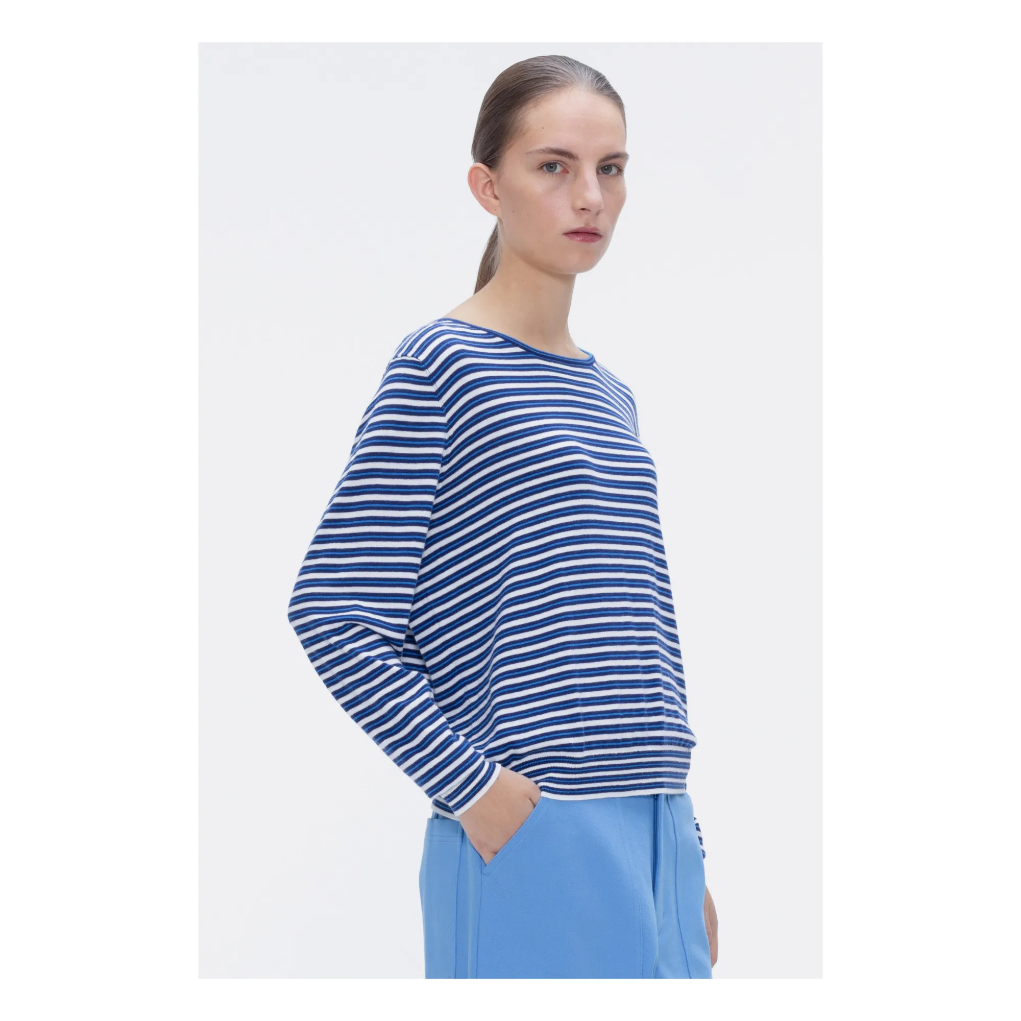 Our Sister Petrol Blue Pumpkin Spicy Stripes Sweater