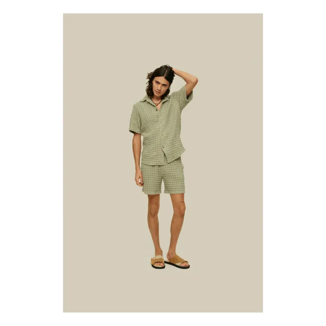 Cuba Waffle Short Sleeved Shirt | Olive green