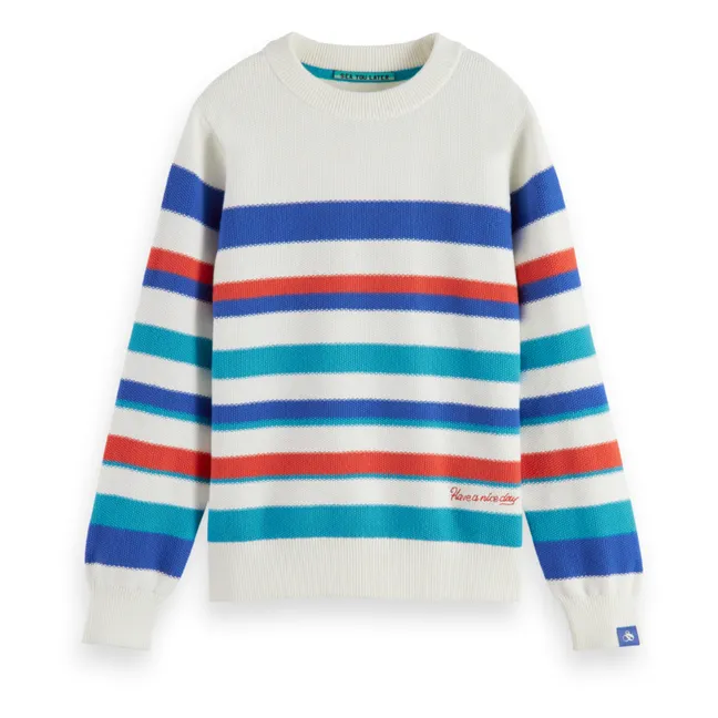 Pull Rayures | Blanc