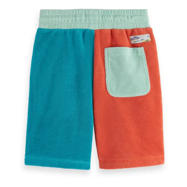 Pantalones cortos de rizo con bloques de color | Azul