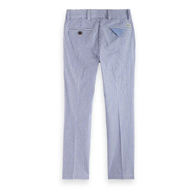 Seersucker Striped Chino Pants | Blue