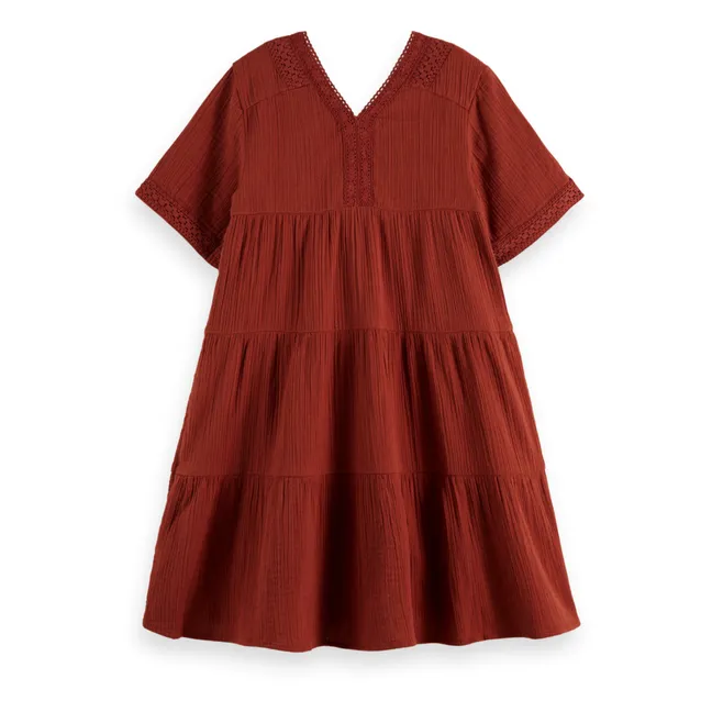 Pleated dress | Terracotta