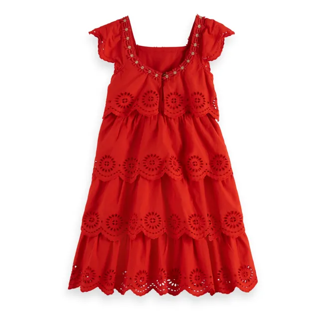Kleid Englische Stickerei | Rot