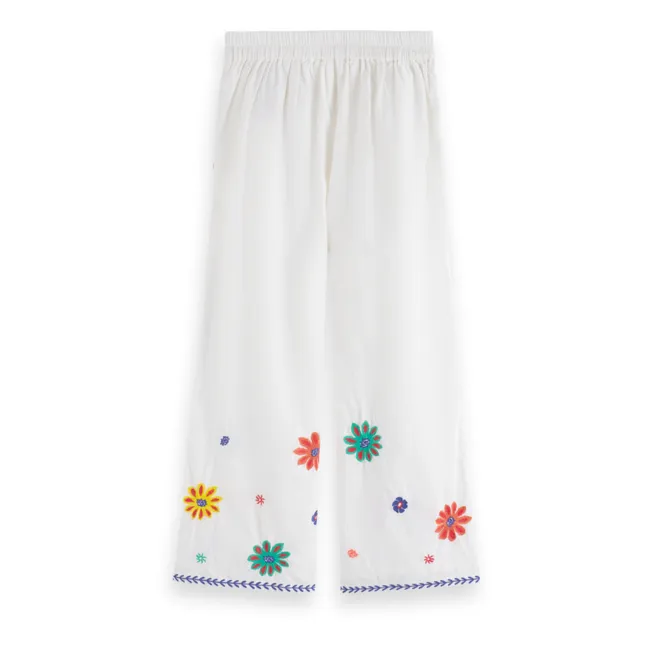 Pantalones cortos con flores bordadas | Blanco