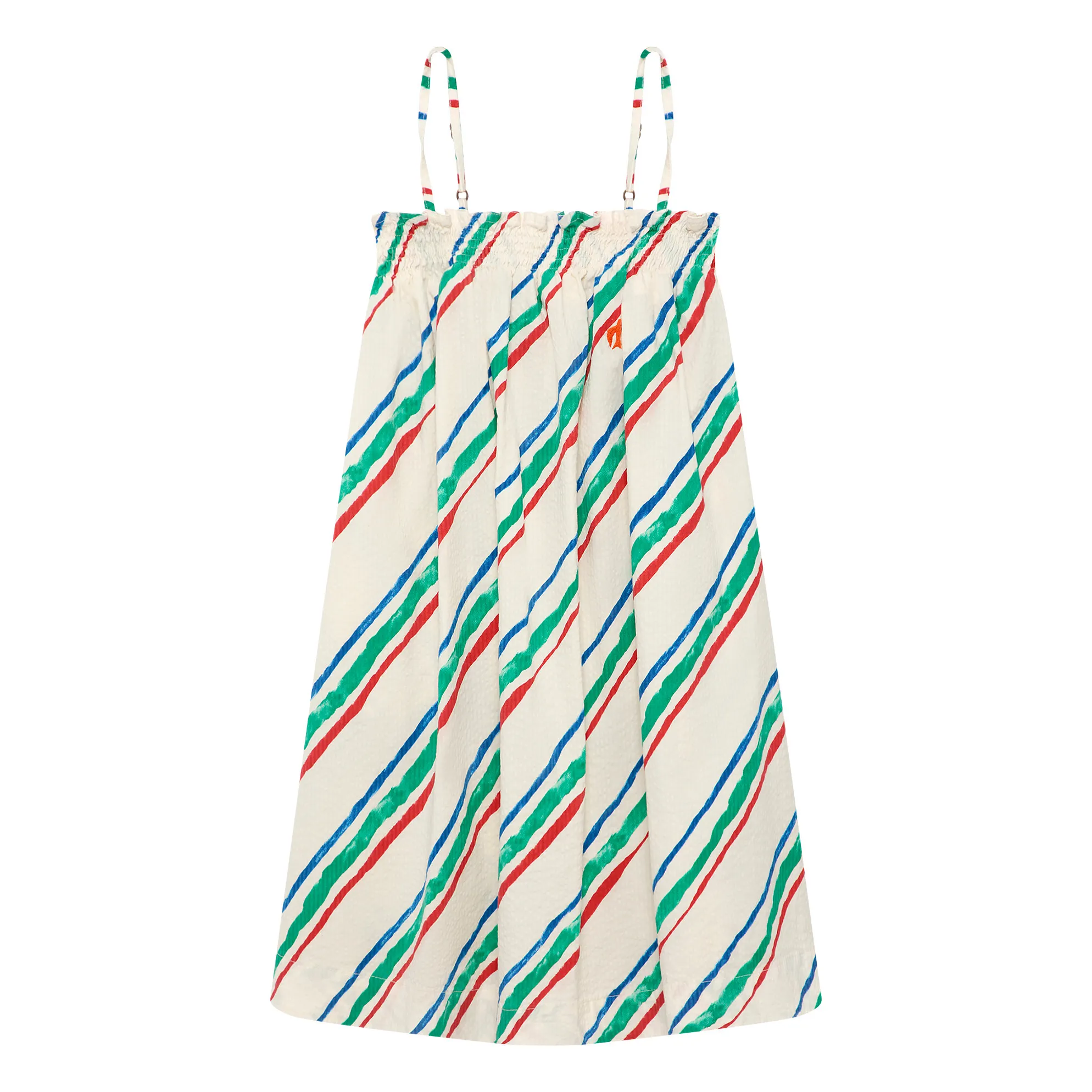 True Artist Ecru Sonya Striped Seersucker Dress