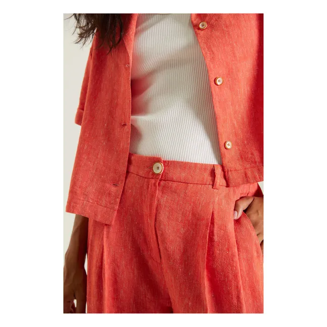 Pantalones de lino Peppa | Rojo Bermellón