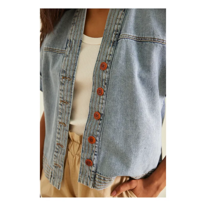 Veste Denim Manches Courtes Xivry | Bleu Clair- Image produit n°3