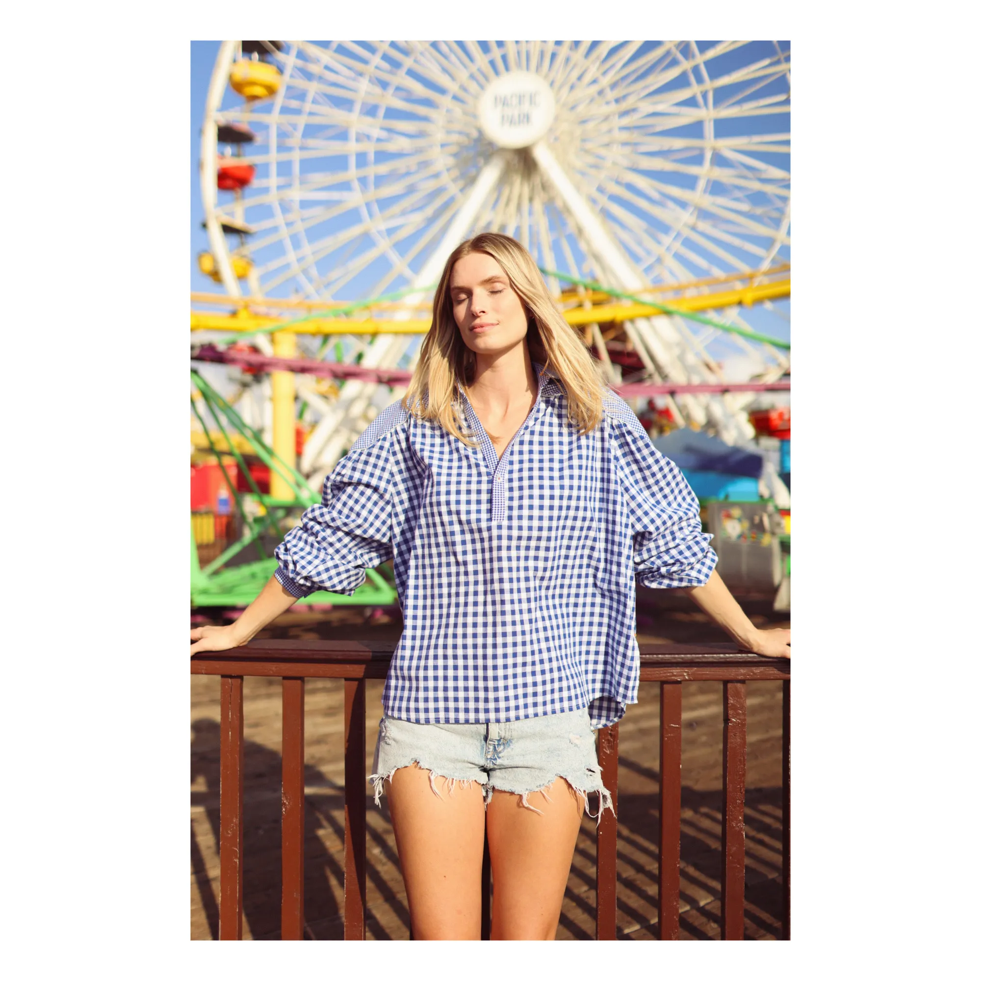 Paolina Blue Carreaux Blouse