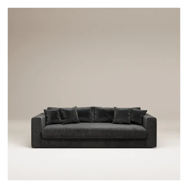 Sofa 3-Sitzer Bellechasse light aus gerauhtem Velours - 240 cm | Anthrazit