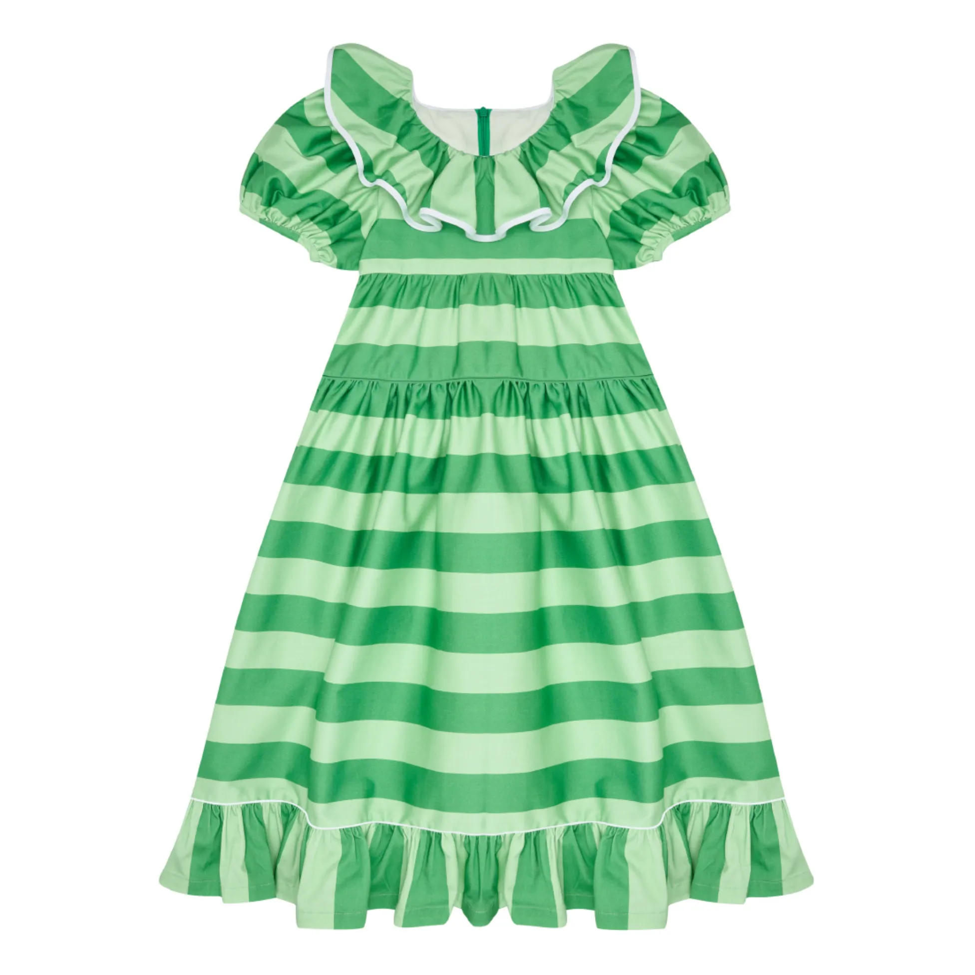 The Middle Daughter Green Cotton Poplin Striped Dress