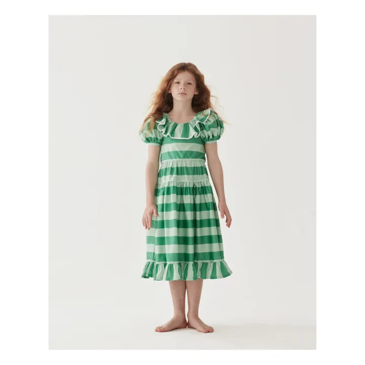 Robe Rayée Popeline de Coton | Vert- Image produit n°1