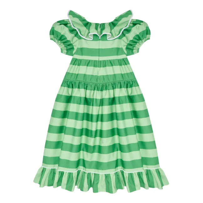 Robe Rayée Popeline de Coton | Vert