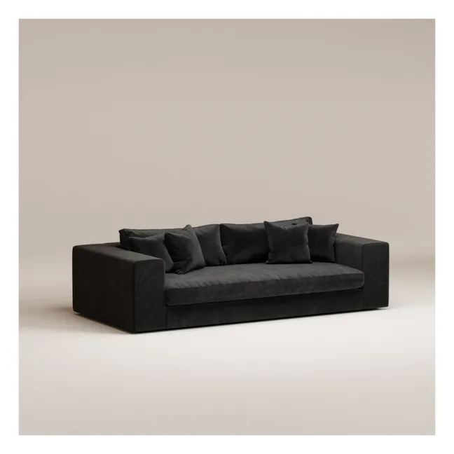 Sofa 3-Sitzer Bellechasse light aus gerauhtem Velours - 240 cm | Anthrazit