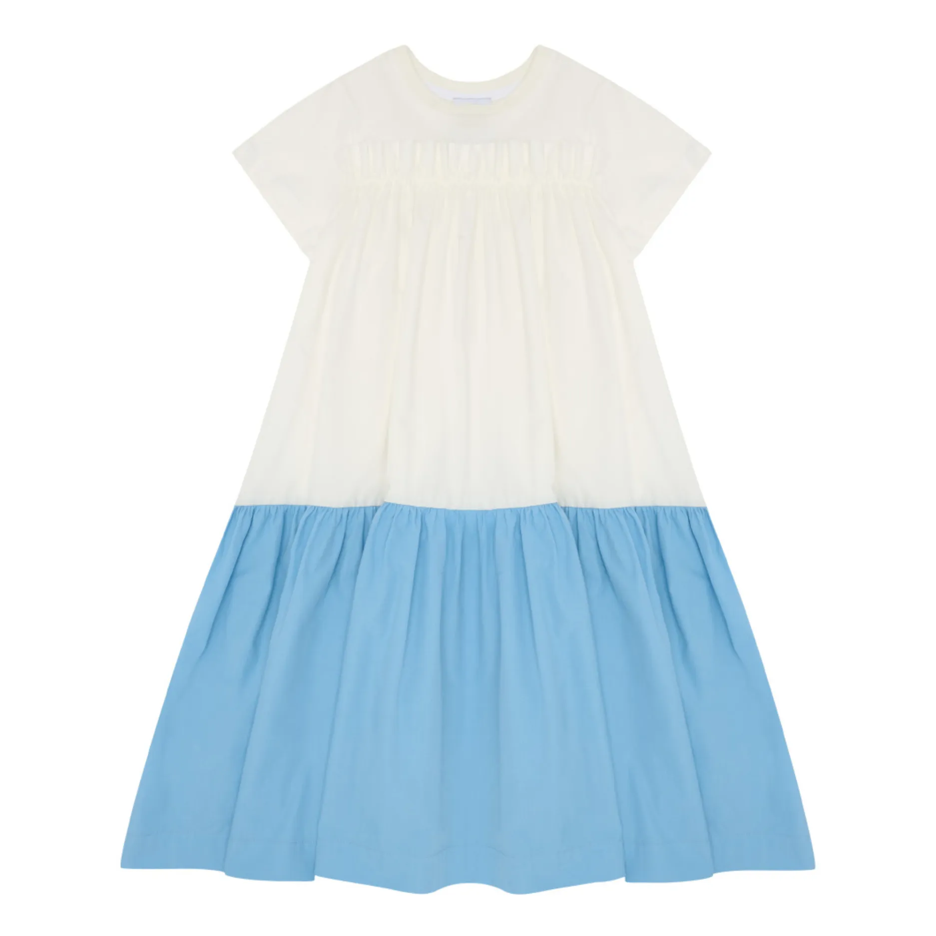 The Middle Daughter Blue Colorblock Ruffle Dress