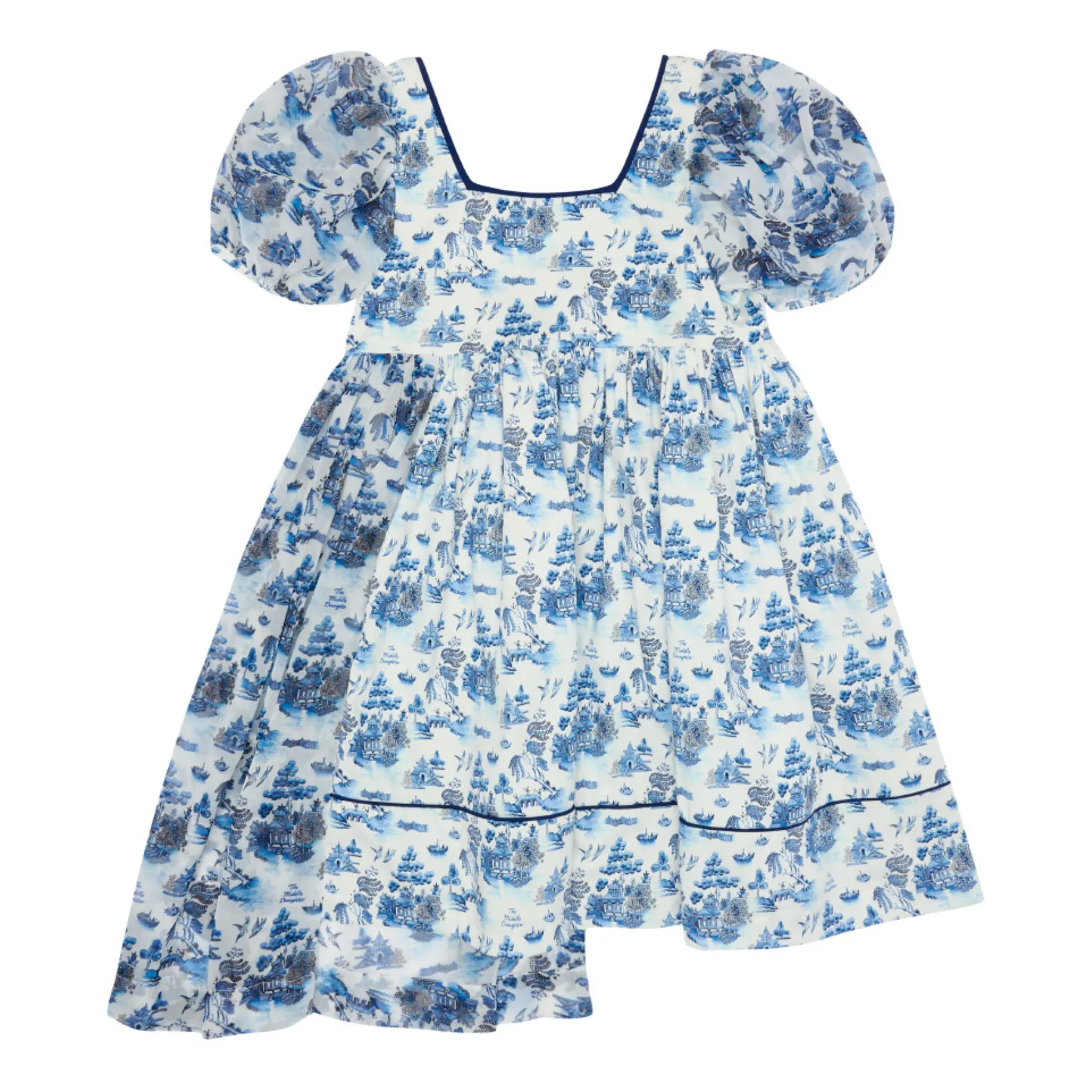 The Middle Daughter Blue Asymmetric Floral Dress