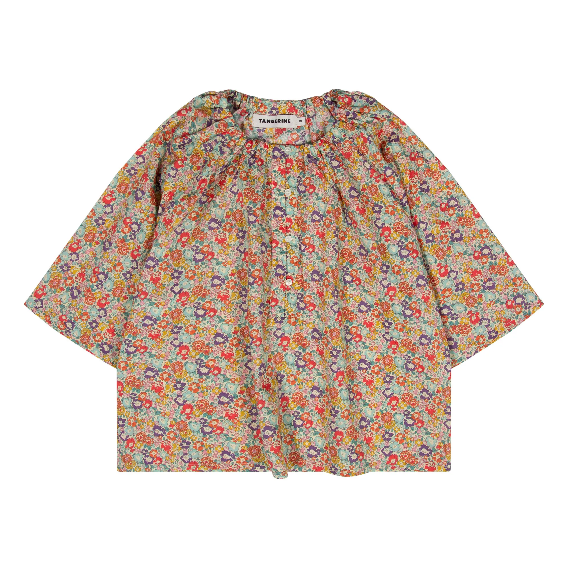 Tangerine Pink Blouse Flowers