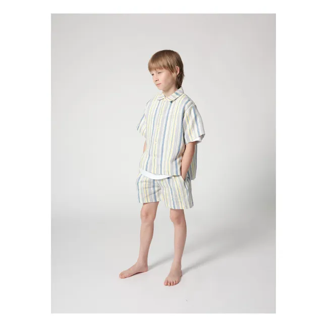 Striped Linen Shorts | Blue