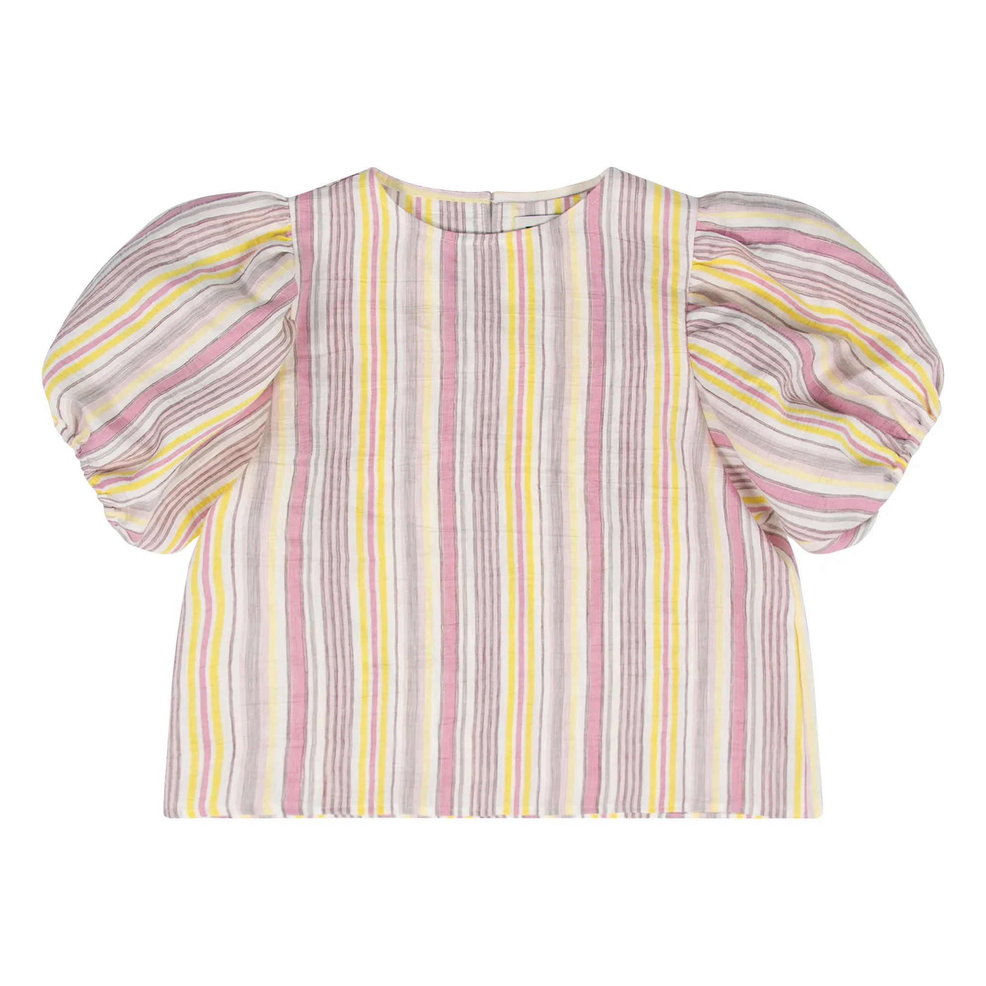 Tangerine Pink Linen Stripes Blouse