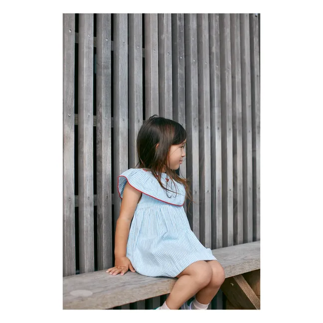 Seersucker hearts dress | Light blue