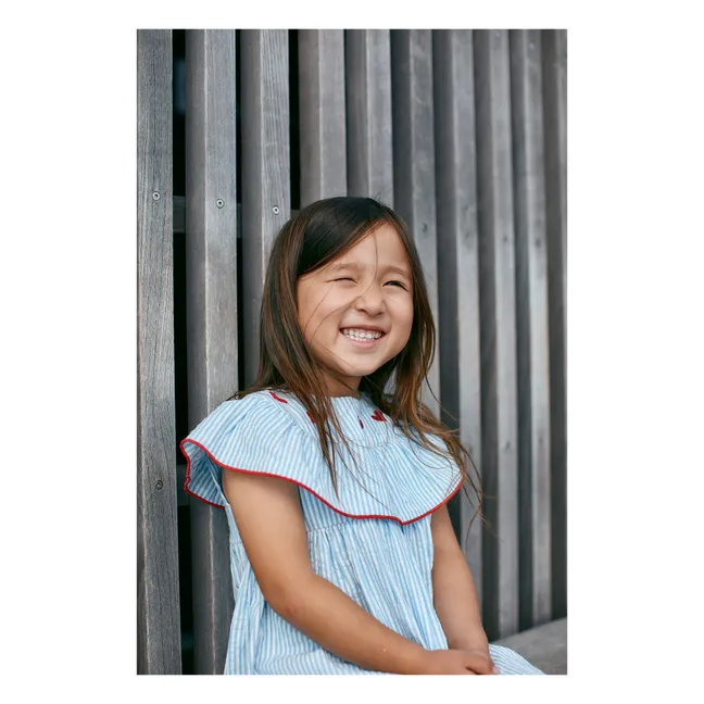 Seersucker hearts dress | Light blue