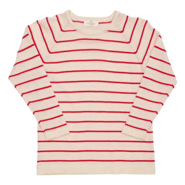 Pull Rayures Maille Fine Coton Bio | Rouge