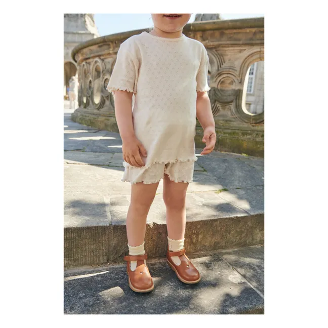 T-Shirt Pointelle | Jaune pâle