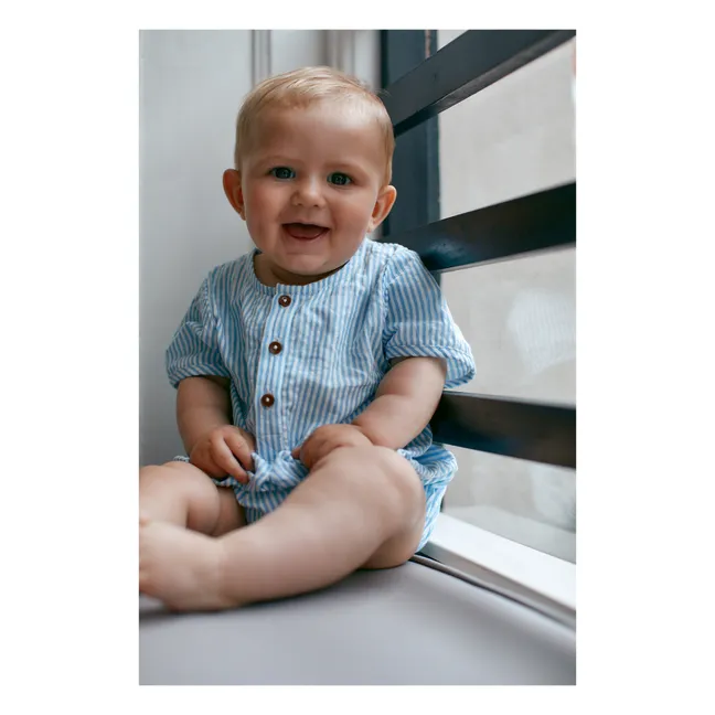 Seersucker romper | Light blue