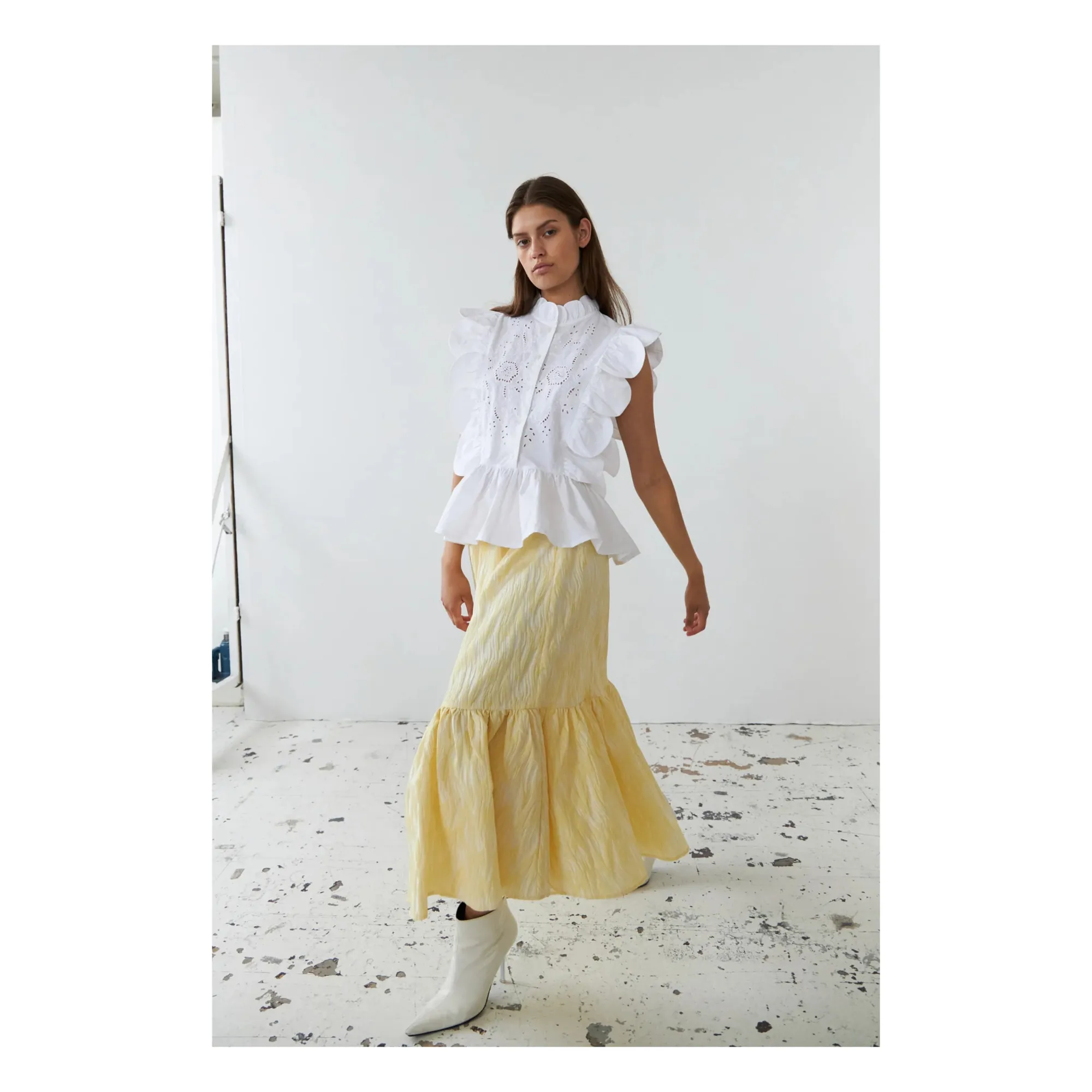 Stella Nova Pale Yellow Jacquard Skirt