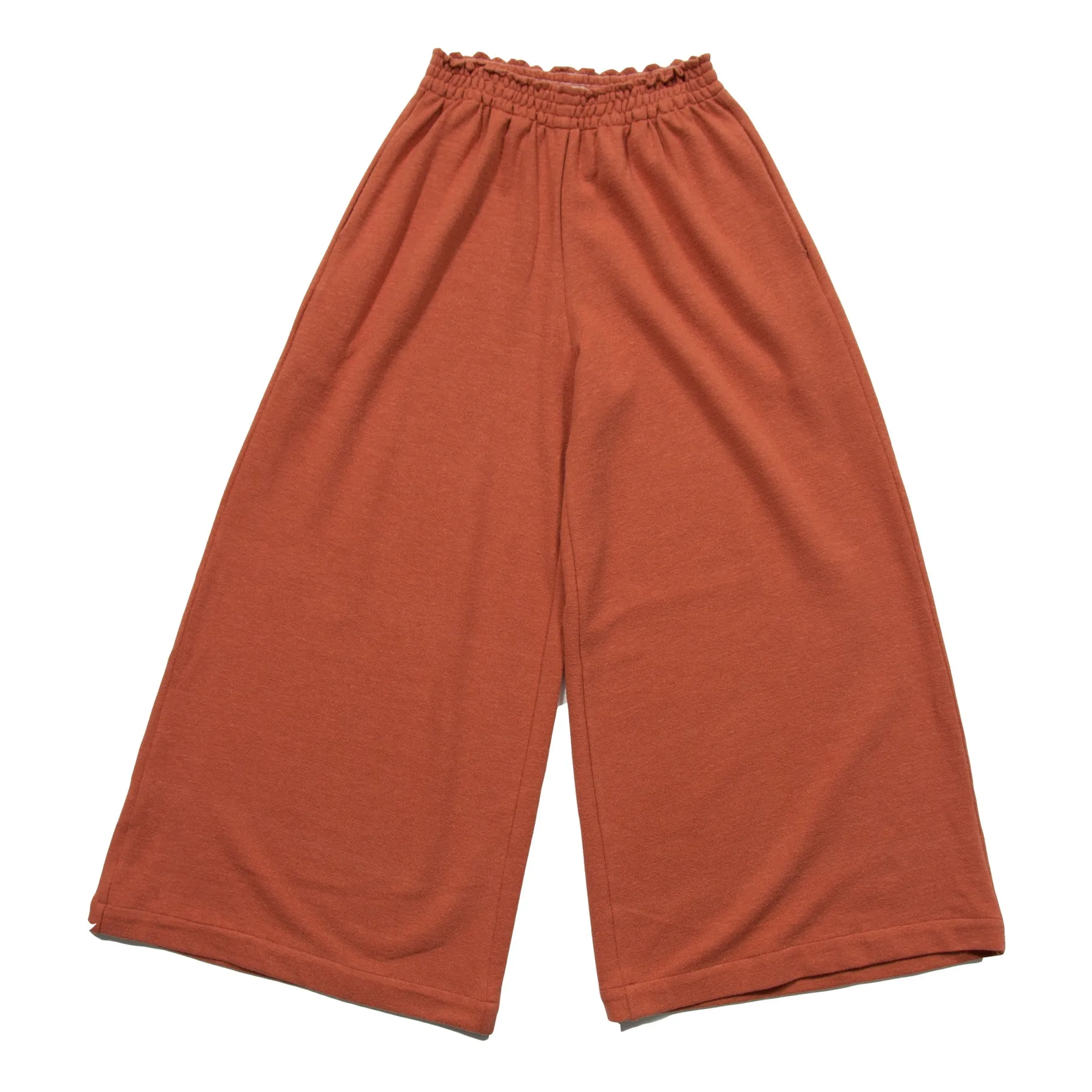 Tangerine Terracotta Wide-Leg Crepe Pants