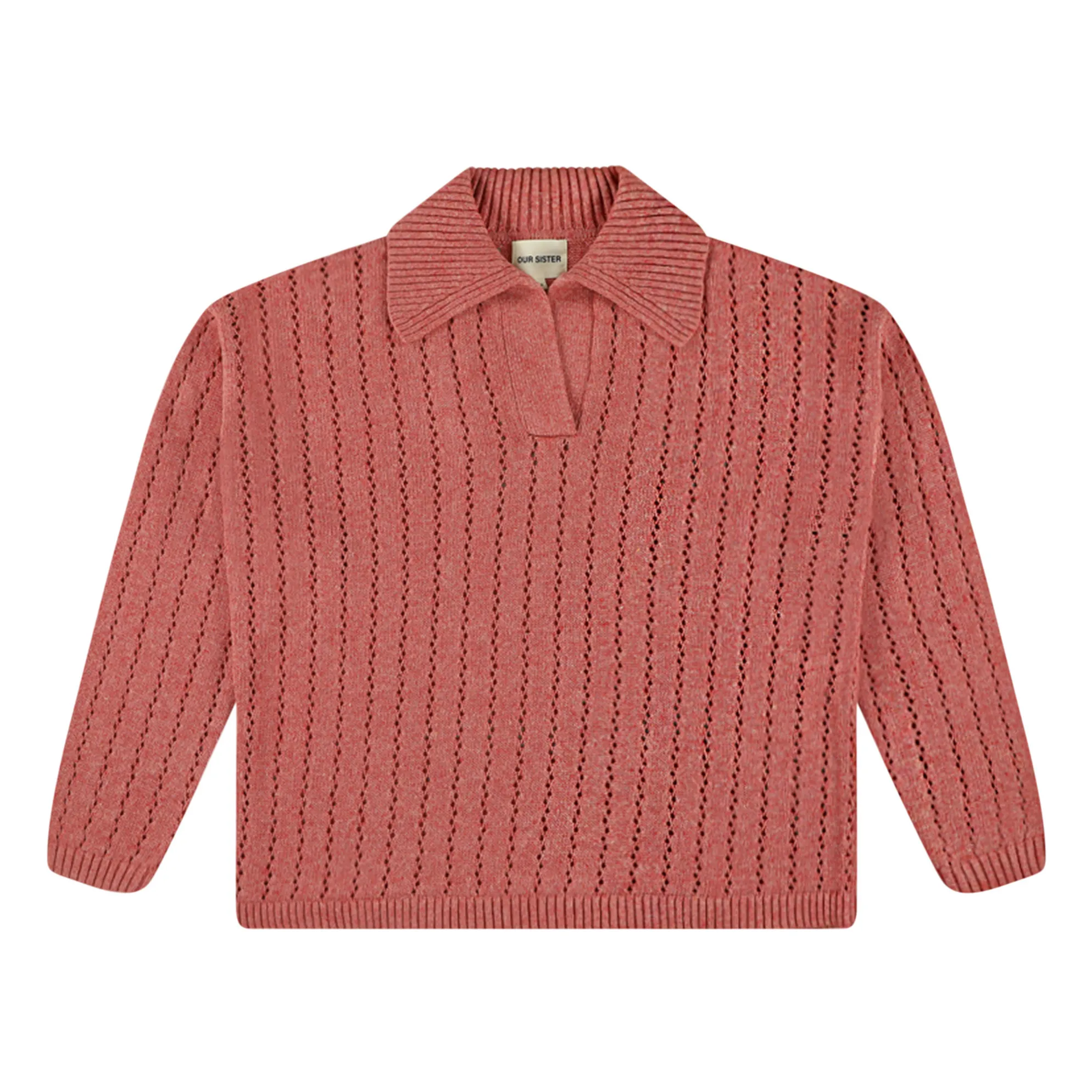 Our Sister Red Percy Linen And Cotton Polo Sweater