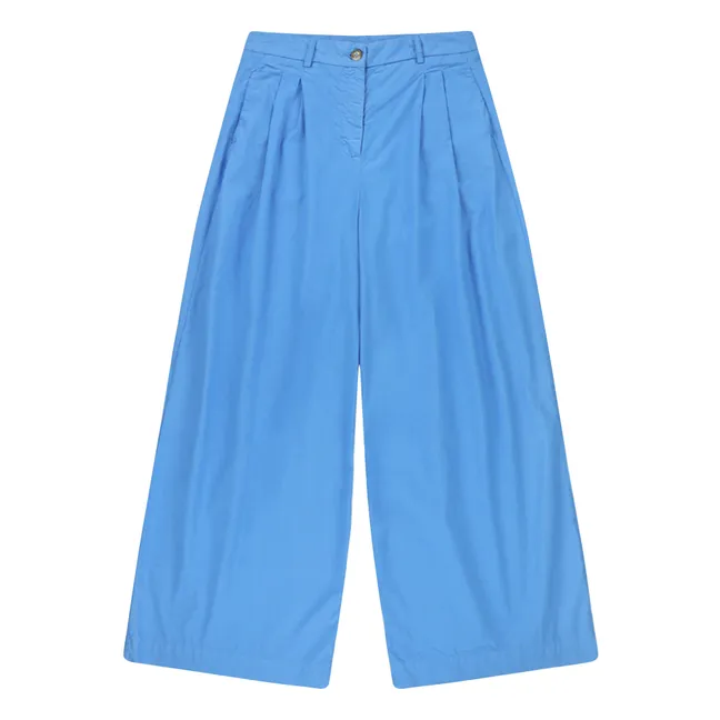 Pantalones de popelina de algodón Pansmokey | Azul