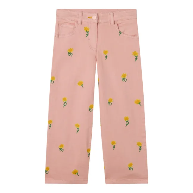 Flower embroidery trousers | Pink