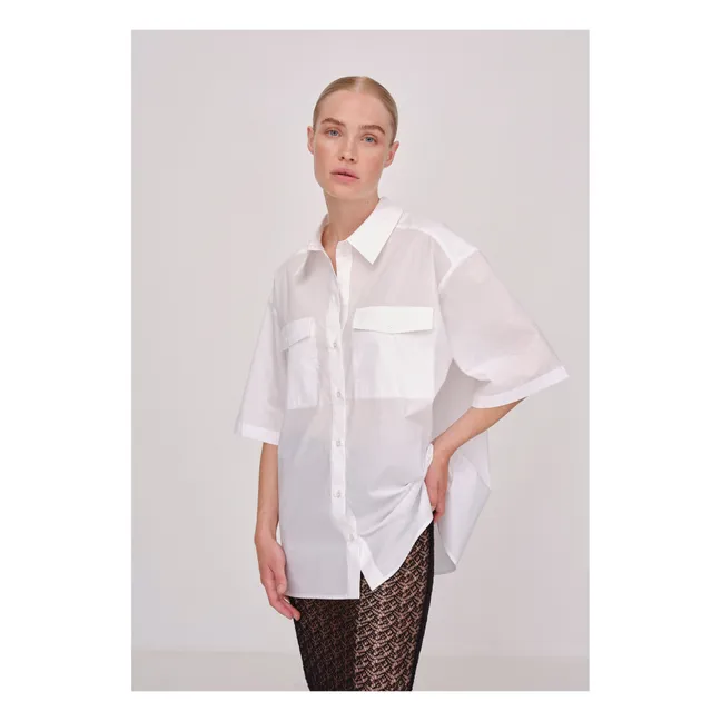 DONNI. Silky Short Sleeve Top in Creme