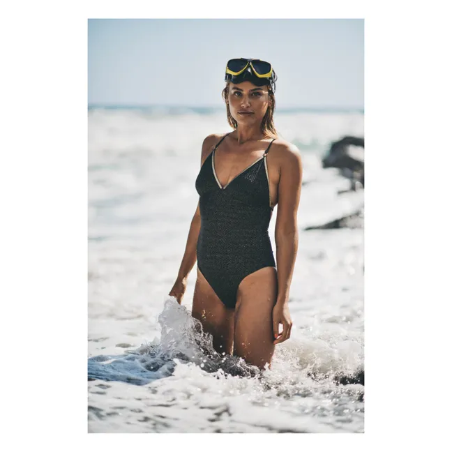 Gilda Metallic 1-Piece Swimsuit | Black
