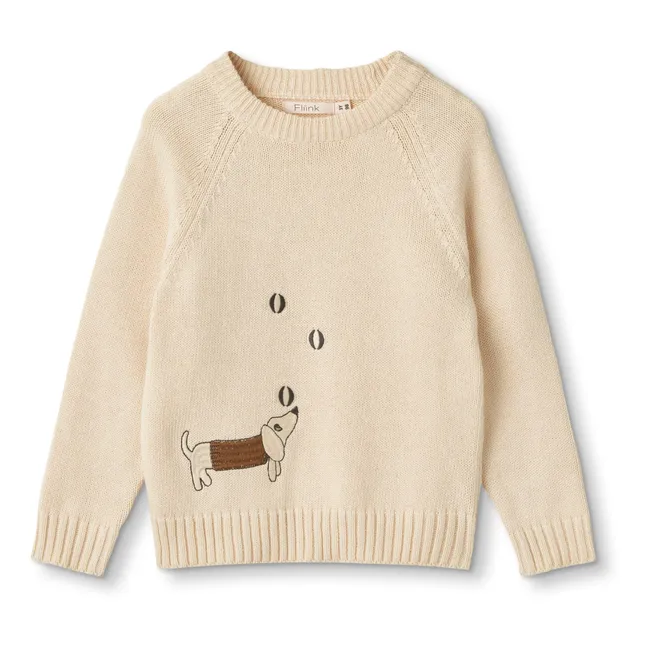 Magic Embroidery Organic Cotton Dog Sweater | Ecru