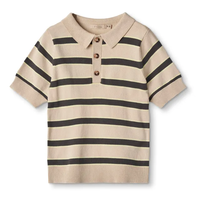 Polo Maille Favo Rayure | Beige