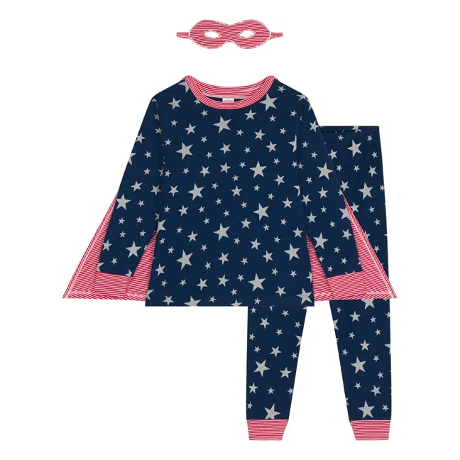 Pyjama- und Masken-Set Sterne | Navy