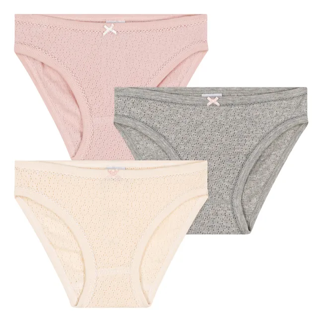 Girls' Colourful Openwork Organic Cotton Knickers - 3-Pack