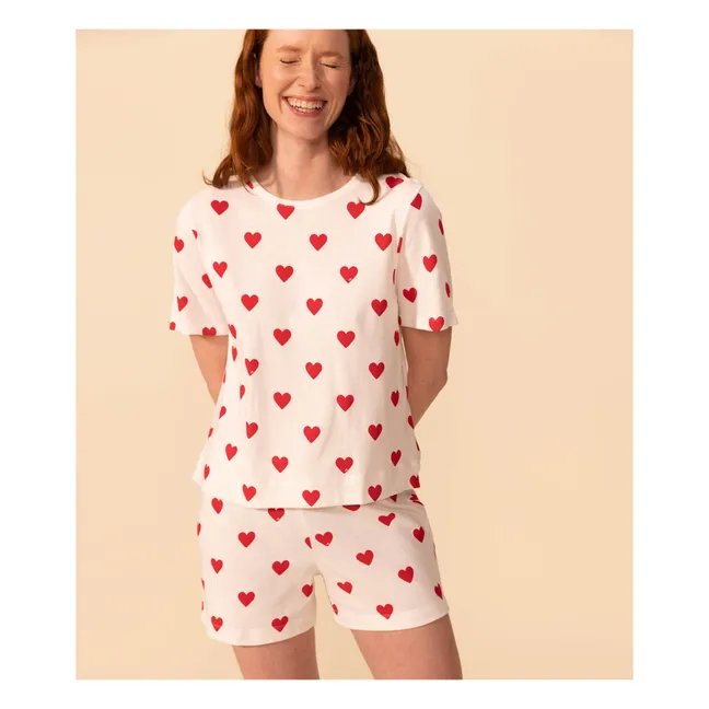 Pyjama Short Mume Cœurs - Collection Femme | Ecru