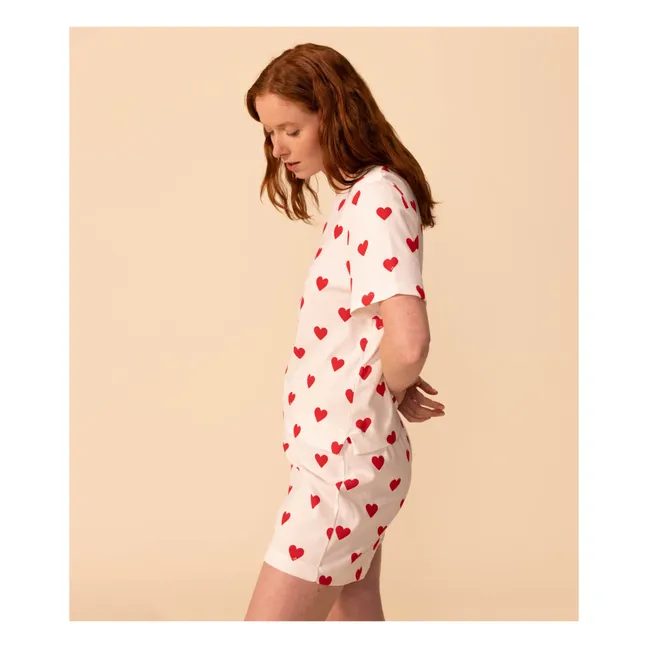 Pyjama Shorts Mume Herzen - Damenkollektion | Seidenfarben