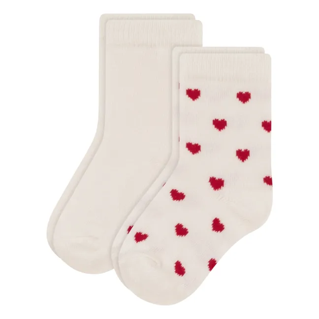 Set of 2 Heart Socks | White