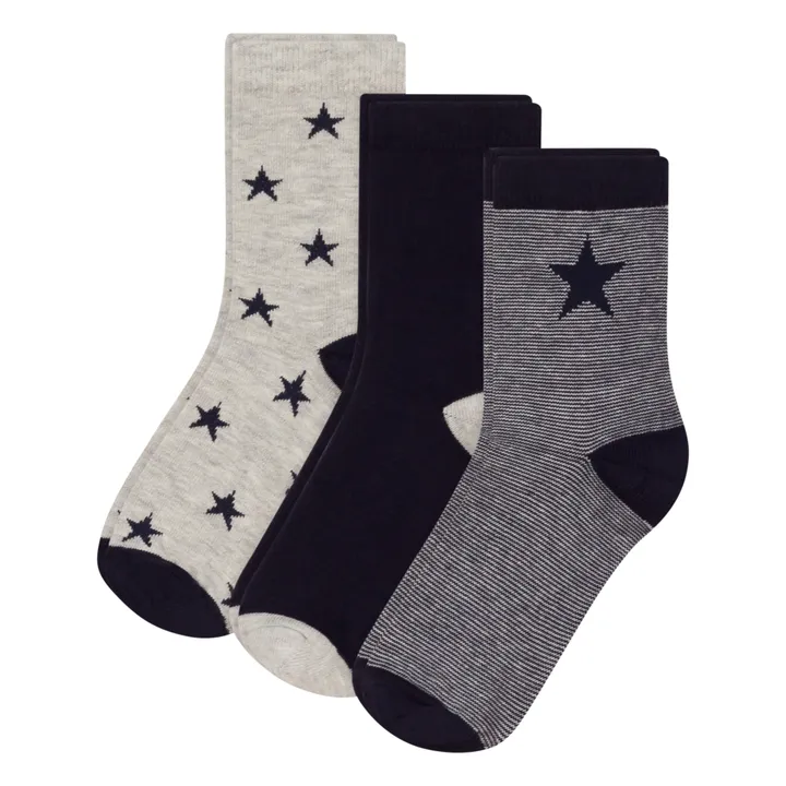 Lot 3 Chaussettes Etoiles | Bleu marine- Image produit n°0