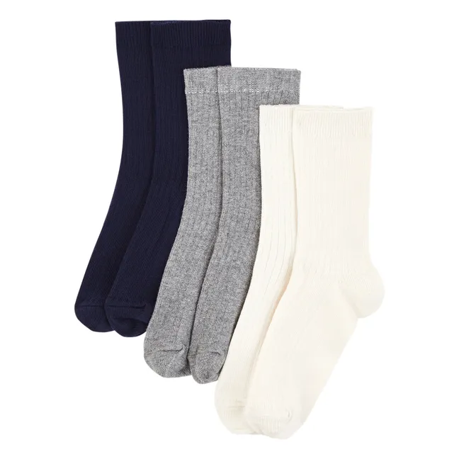 Lot 3 Chaussettes Fines Rayures | Gris