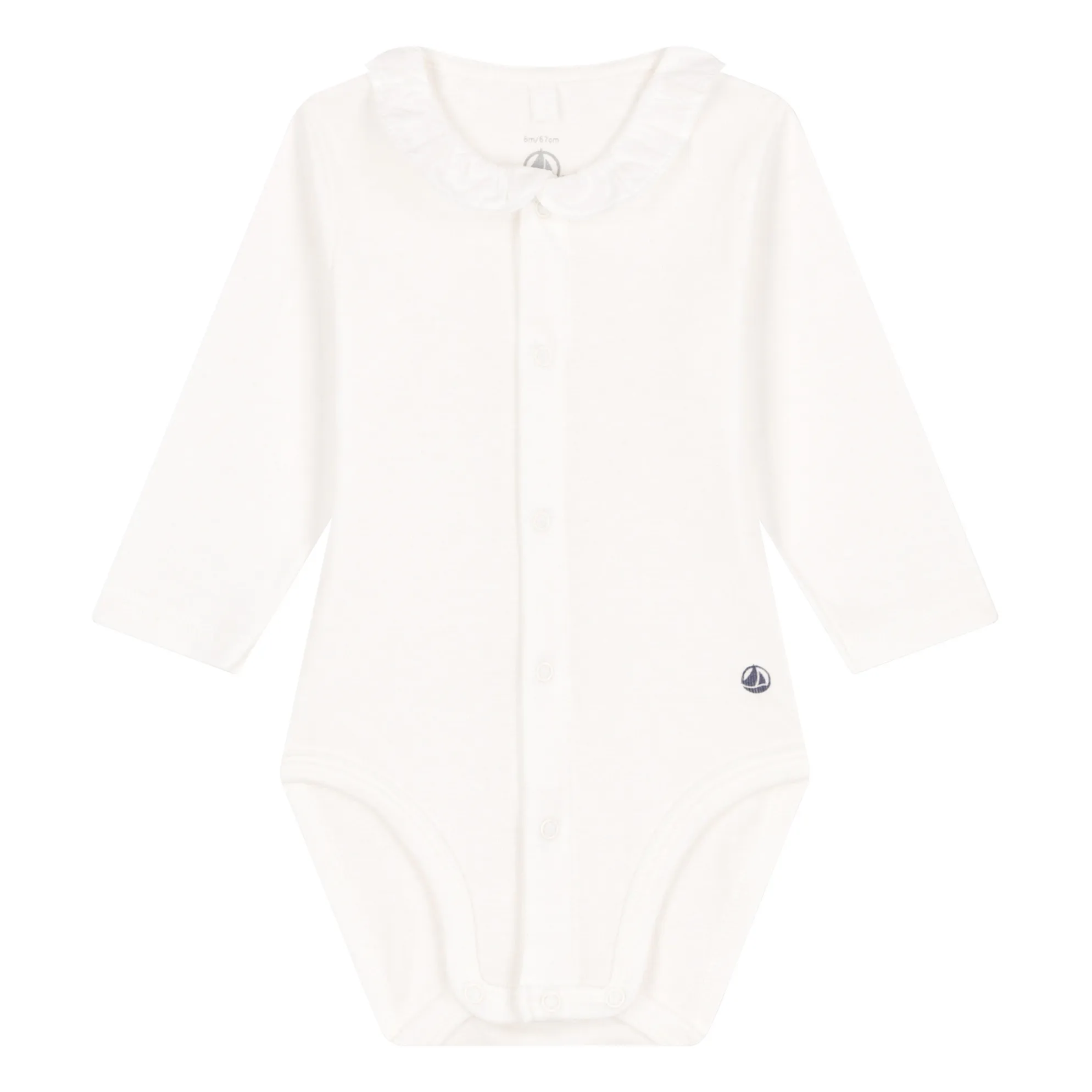 Petit Bateau Ecru Macy Ruffle Neck Bodysuit